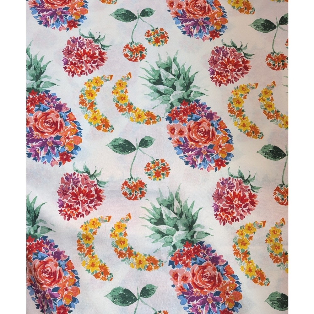 Joann Tropical Floral Fruit Cotton Fabric Pineapple Cherry Banana 2 Yards 44w